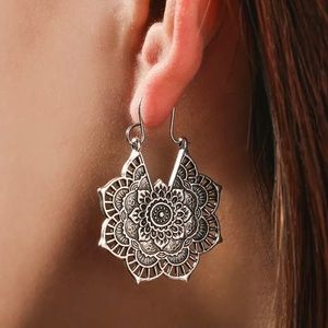 3/$30 Silver Boho Mandala Earrings